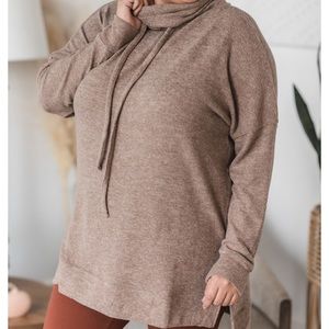Silver Icing “Casual Living Tunic Sweater” Mocha by Zenana Fits Small/Medium